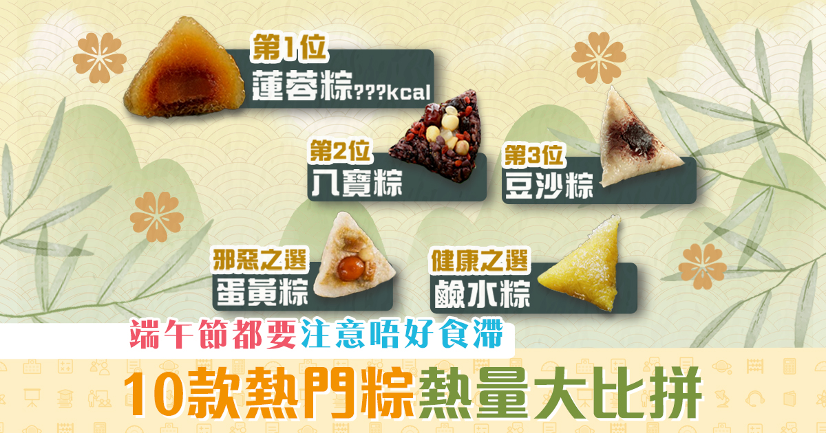 【健康資訊】 端午節 準備增肥　10款 粽 熱量 大比拼
